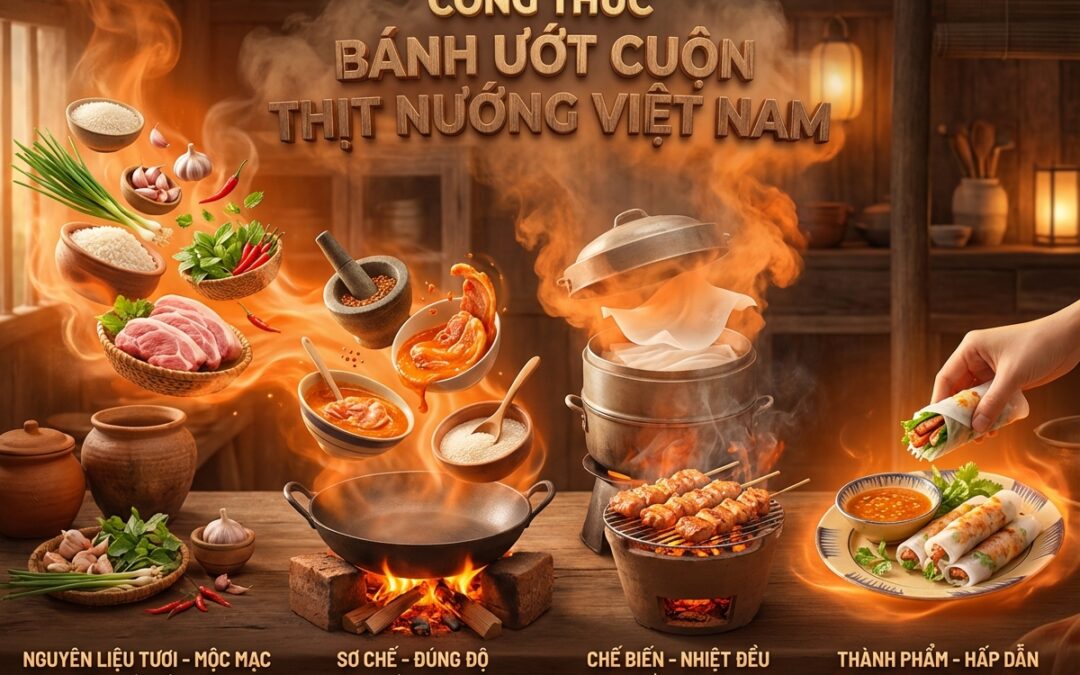 Bánh Ướt Cuộn Thịt Nướng: Công Thức Chuẩn Vị Truyền Thống
