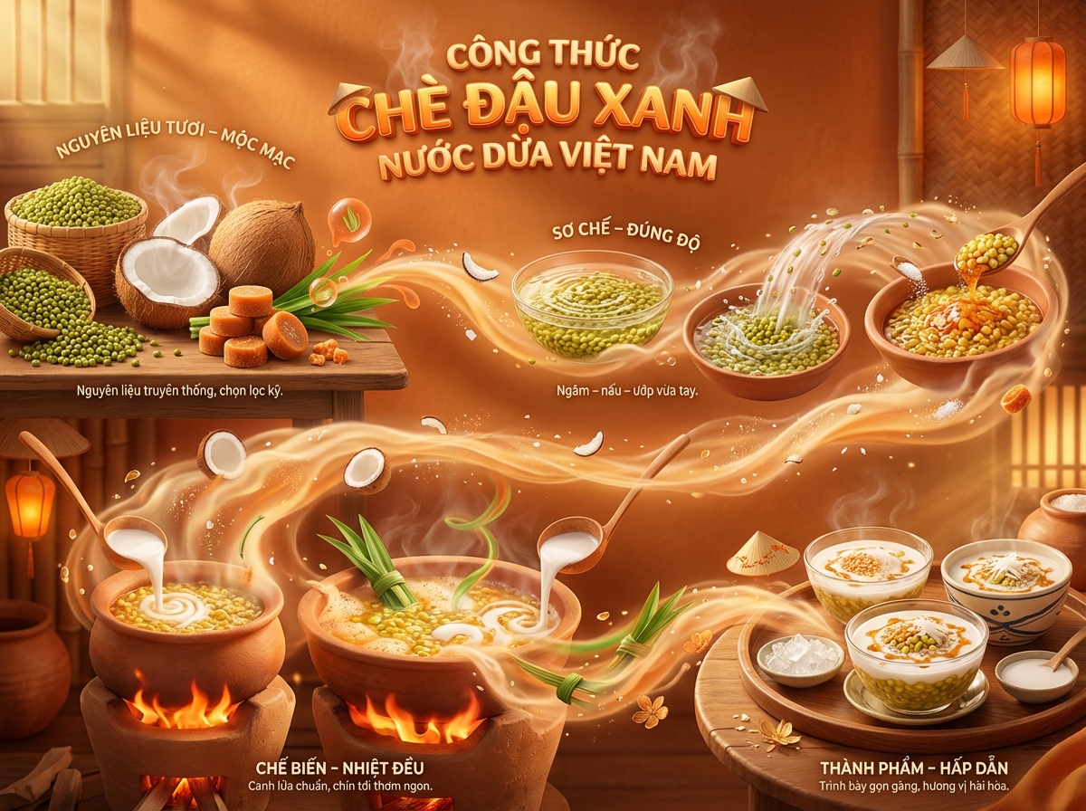 Công Thức Chè Đậu Xanh Nước Dừa – Bí Quyết Nấu Chuẩn Vị Gia Truyền