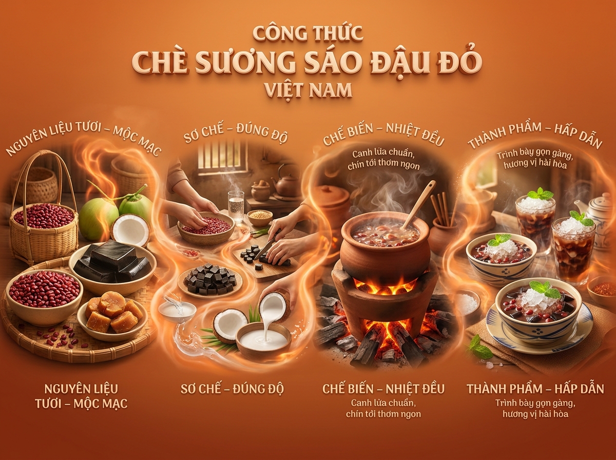 Công thức Chè Sương Sáo Đậu Đỏ: Chuẩn vị truyền thống