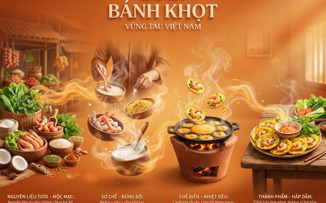Công thức Bánh Khọt Vũng Tàu – Nguyên liệu, sơ chế chuẩn vị