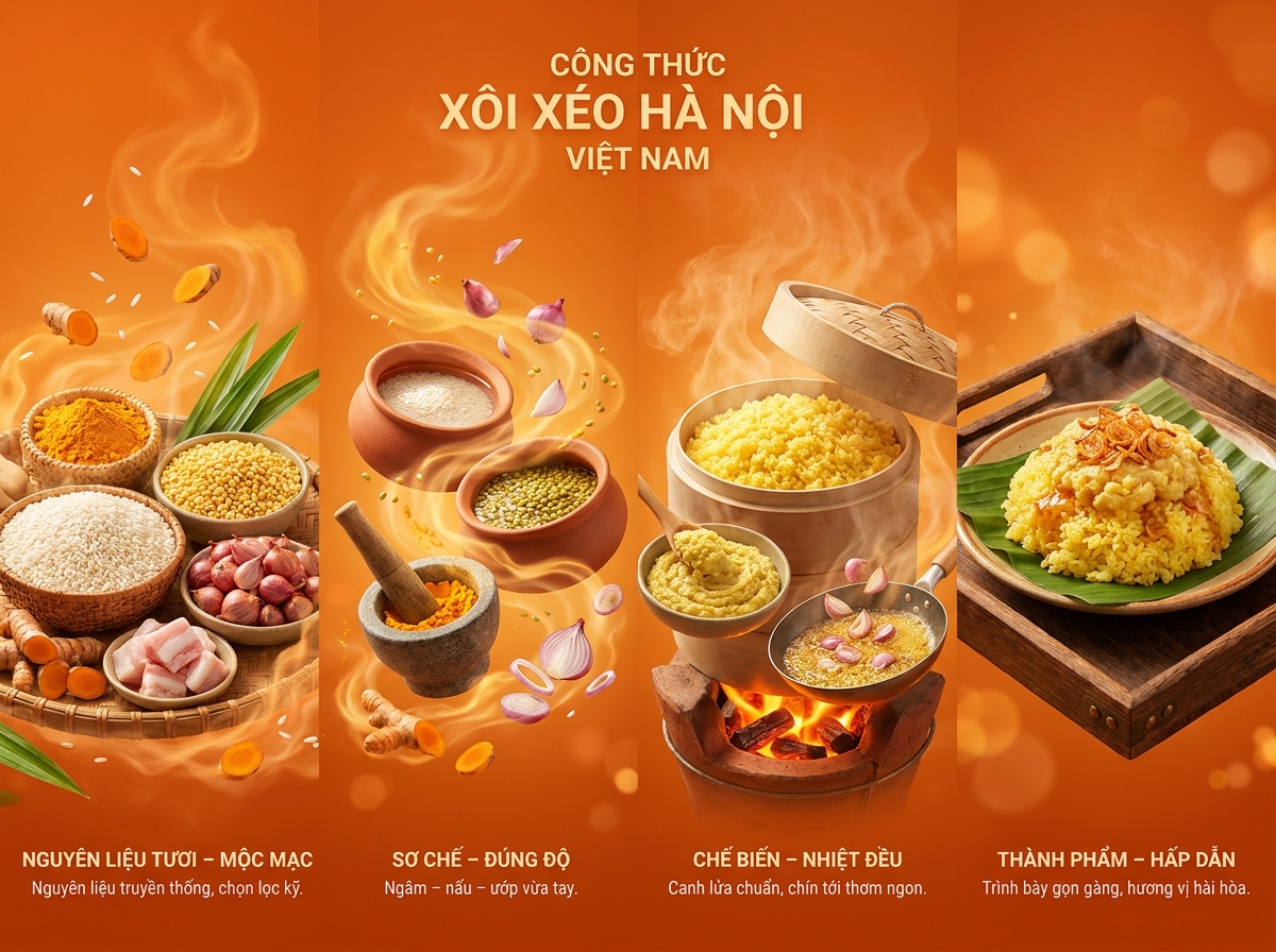 Xôi Xéo Hà Nội: Công thức, nguyên liệu và bí quyết chuẩn vị