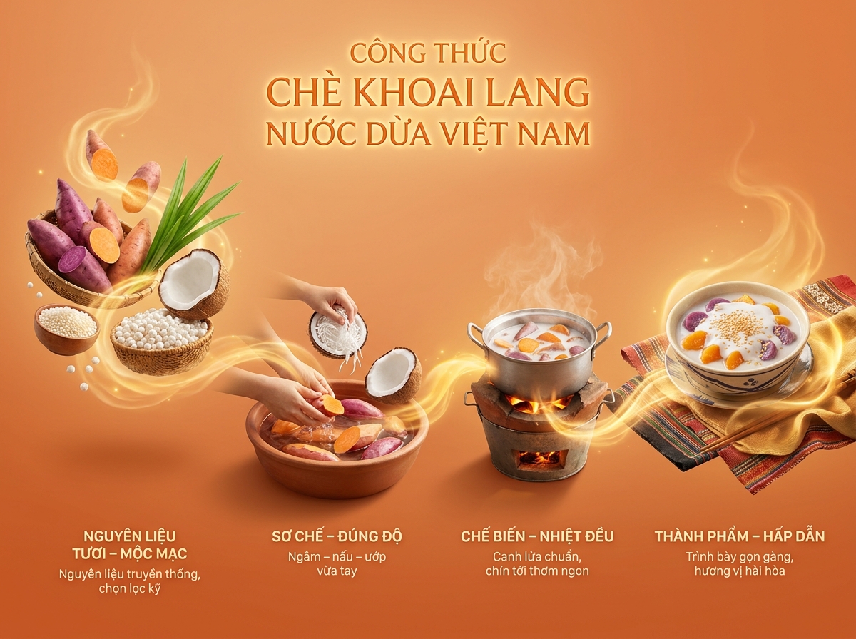Chè Khoai Lang Nước Dừa: Công Thức Chuẩn Vị Gia Truyền