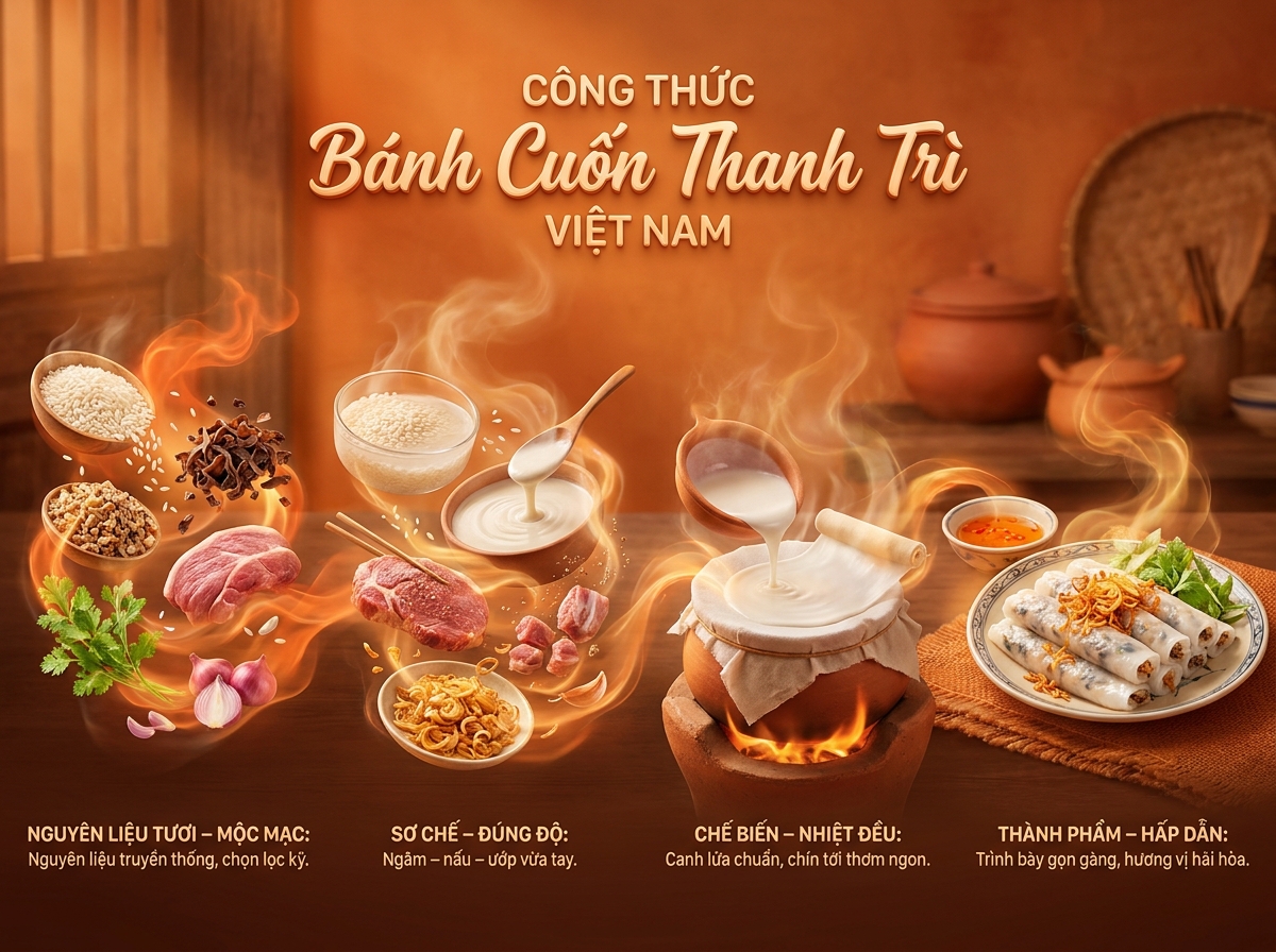 Bí Quyết Làm Bánh Cuốn Thanh Trì Chuẩn Vị Gia Truyền