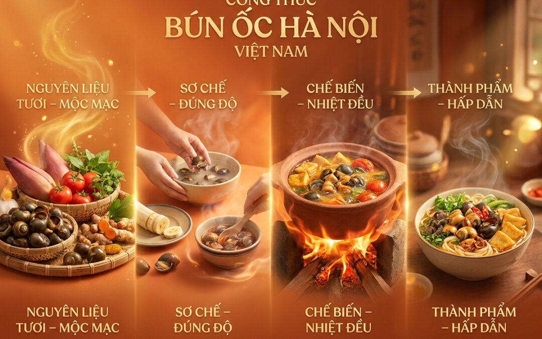Công thức Bún Ốc Hà Nội: Nguyên liệu, sơ chế và bí quyết truyền thống