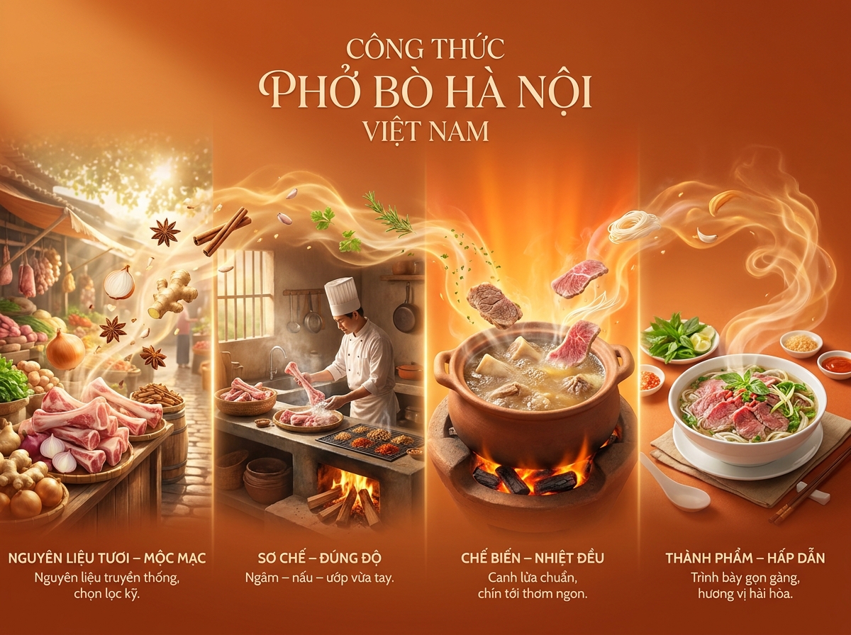Công Thức Món Phở Bò Hà Nội – Bí Quyết Nấu Chuẩn Vị