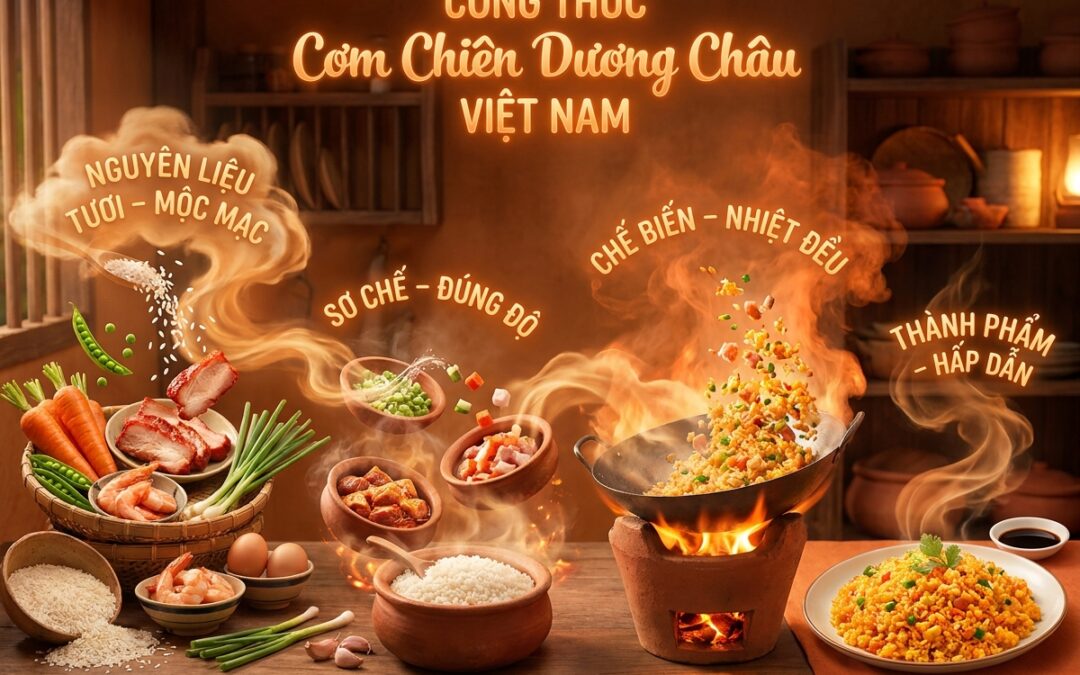Bí quyết làm cơm chiên Dương Châu chuẩn vị nhà hàng