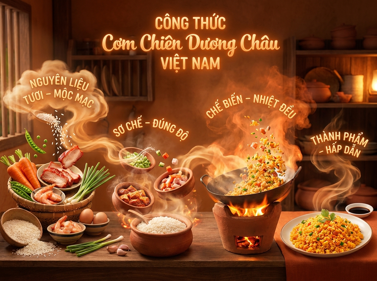 Hình ảnh bài viết: Bí quyết làm cơm chiên Dương Châu chuẩn vị nhà hàng