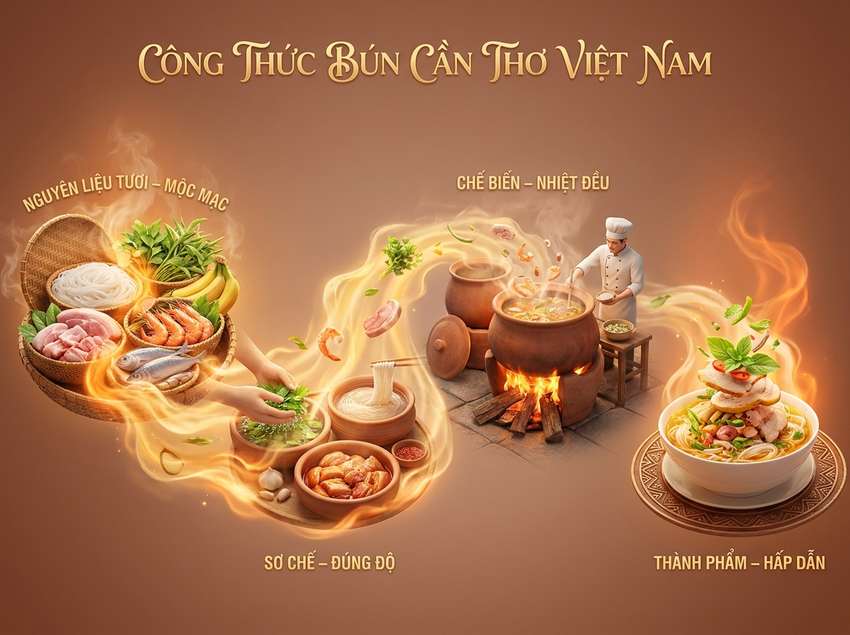 Món ngon chuẩn vị: Công thức Bún Cần Thơ: Nguyên liệu, cách nấu chuẩn vị truyền thống